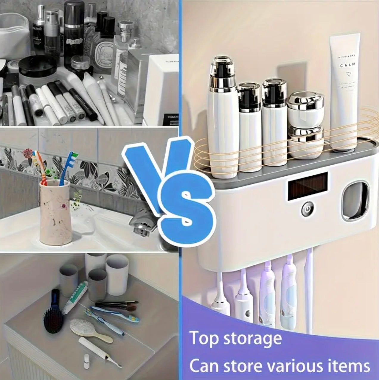 Smart Toothbrush Organizer with Auto Toothpaste Dispenser