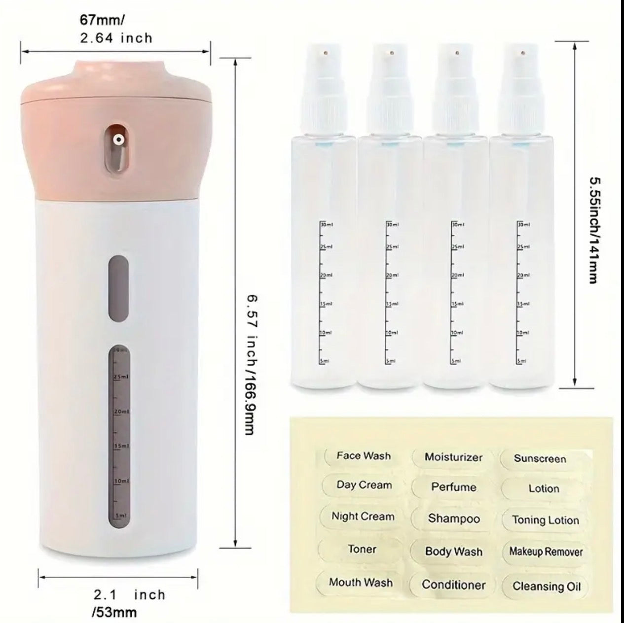 4-in-1 Refillable Travel Dispenser bottle