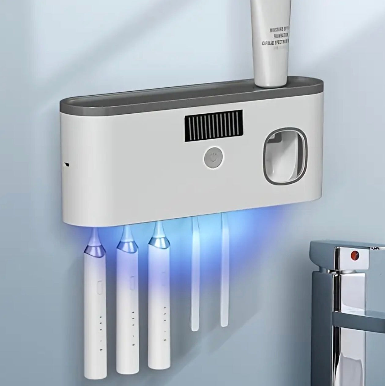 Smart Toothbrush Organizer with Auto Toothpaste Dispenser