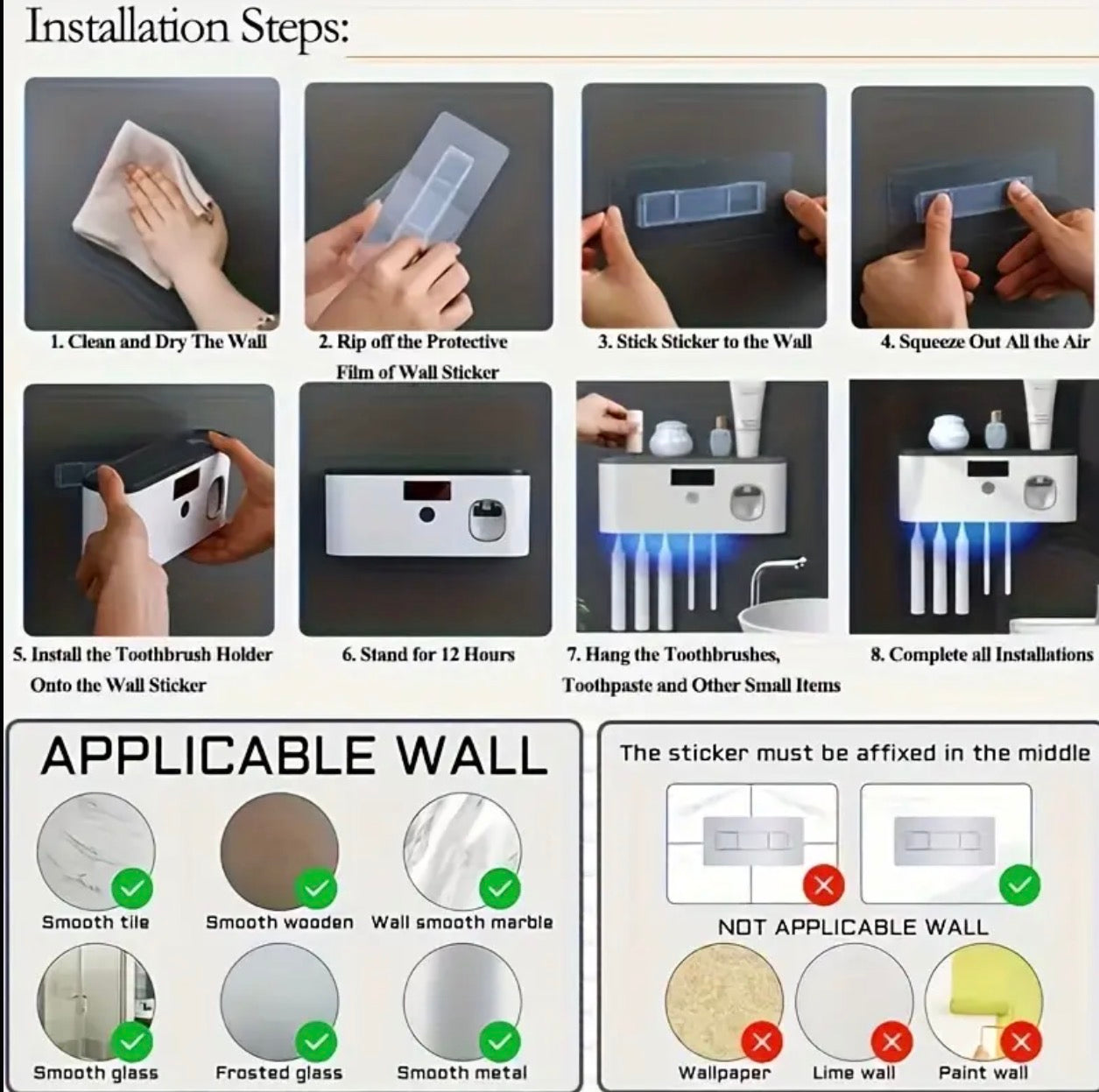 Smart Toothbrush Organizer with Auto Toothpaste Dispenser