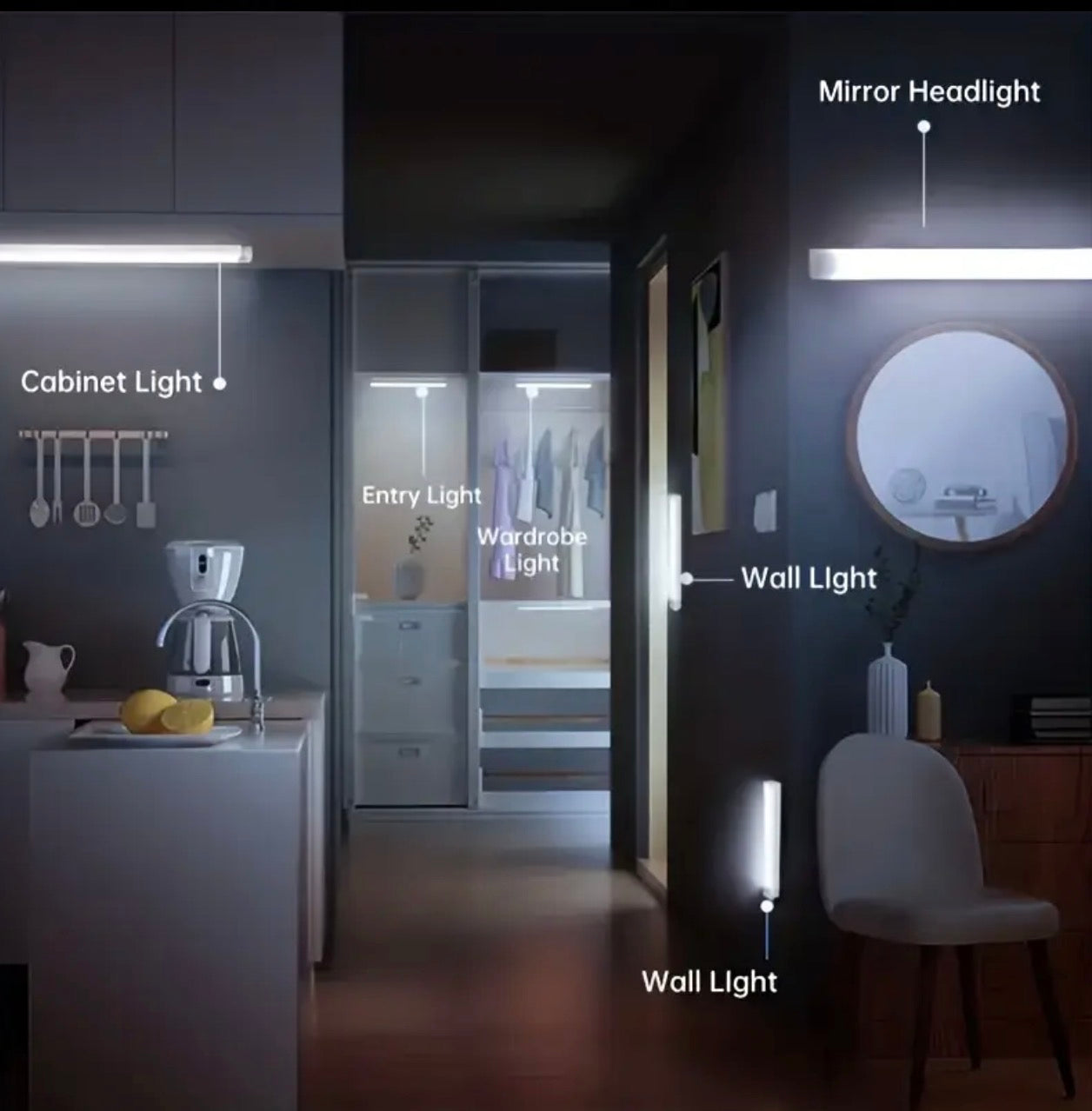 6 led rechargeable motion sensor lights