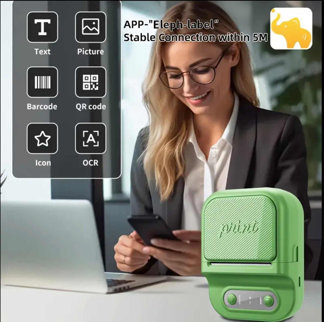 Portable Wireless Thermal Label Printer